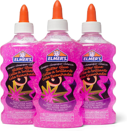 Elmer's 2022912 Liquid Glitter Glue, Washable, Pink, 6 Ounces, Pack of 3...
