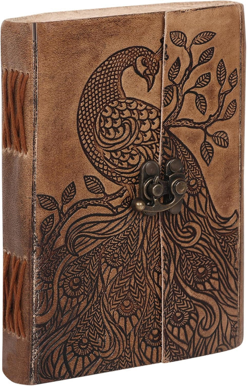 Peacock Embossed Antique Handmade Leather Journal, Great Gift for Men & Women, Daily Notebook Diary, Writing Pad for Artist, Sketchbook, Travel & ...