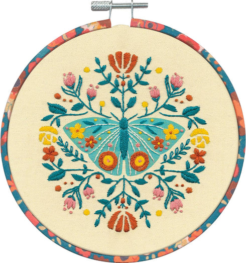 Dimensions Floral Moth Needlepoint Embroidery Kit for Adults, 6" D, Multicolor 5 Piece...