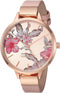 Nine West Women's Floral Dial Smooth Strap Watch...