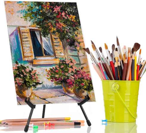 Amazon Basics Tabletop Instant Easel, Black Steel Table Top Easels for Display, Adjustable & Portable Tripod for Paintings, Signs, Posters...