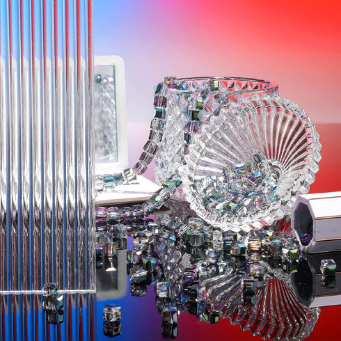 Hicarer 200 Pcs Austrian Crystal Cube Beads Green and Pink Square Glass Bead Quartz Loose Seed Beads DIY Bracelet Friend Gifts Crystal Beads for J...