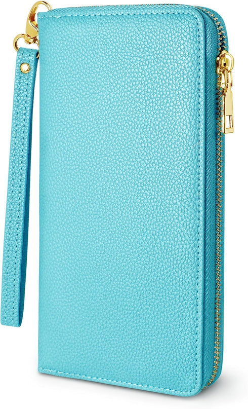 Women's Wallet Credit Card Holder Money Pockets Big Wristlet Wallet Case Coin Money Clip Organizer Purse with RFID Blocking Large Capacity with Zi...