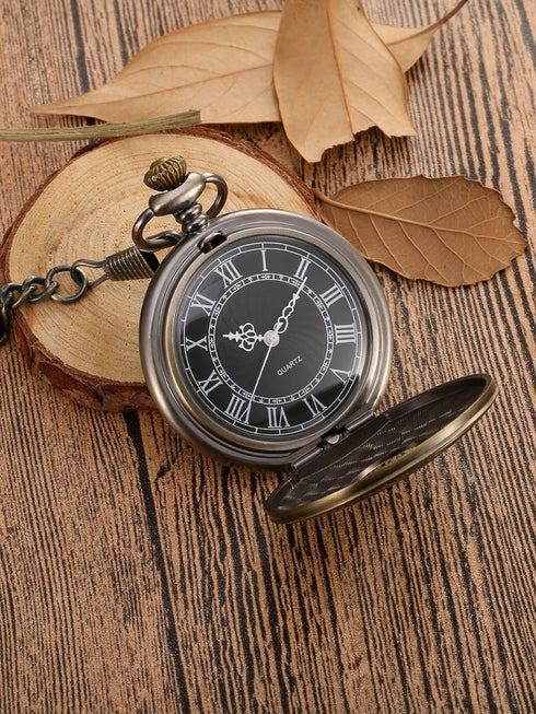 Mudder Vintage Roman Numerals Scale Quartz Pocket Watch with Chain (Bronze)...