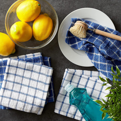 DII Basic Terry Collection Windowpane Dishcloth Set, 12x12, Blueberry, 6 Piece...