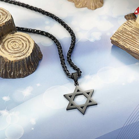 Udalyn Star of David Pendant Necklace Stainless Steel Jewish Jewelry for Men Women Religious 20"...