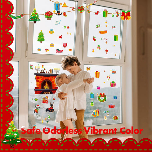 122 PCS Christmas Bulletin Board Decor, Happy Winter Holiday Cutouts Fireplace Stocking Candle Wreath Cutout Thick Cardboard Cutting Set for Class...