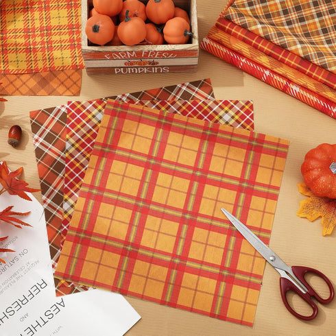 40Pcs Fall Cotton Fabric Bundles Orange Yellow Buffalo Plaid Fat Quarters Autumn Thanksgiving Quilting Patchwork for DIY Craft Home Party Decor, 1...