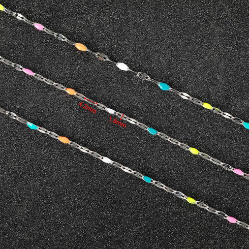 UMAOKANG 16.4 Feet Stainless Steel Chain for Jewelry Making Dainty Chain Necklace for Women Colorful Enamel Link Chain with Jump Rings and Lobster...
