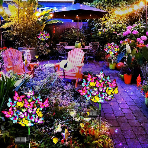 Solar Garden Lights Solar Lights Outdoor Waterproof Solar Lights 2 Pack with New Upgraded 72 LED 34 Butterfly Outdoor Solar Lights for Yard Outsid...