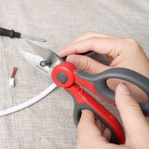 2 Pack Electrician Scissors, Heavy Duty Stainless Steel Sharp Blades and Soft Rubber Grip, Electrician Shears with Protective Cover, 6.1 Inch (Gra...