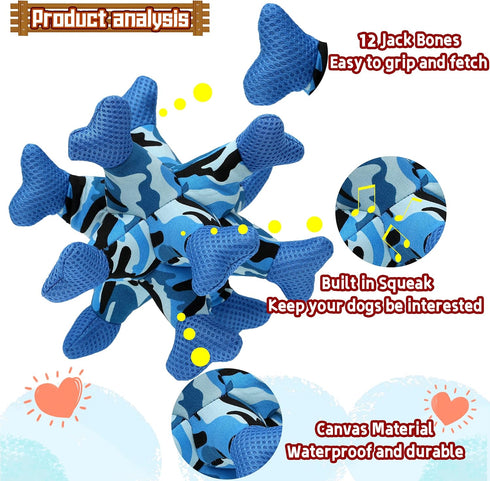Dog Chew Squeaky Toys, Dog Teeth Cleaning Toy, Tug of War, Stuffed Jack Bone Toy with Squeakers, Durable Interactive Toy for Small Medium Large Do...