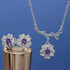 Uloveido Pink Purple Crystal Stone Flower Earrings and Necklace Jewelry Set for Bridal Women White Gold Plated DT340...