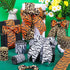 5 Rolls Jungle Animal Wired Ribbons 2.5 Inch Party Decorations Safari Animal Burlap Wrapping Ribbon for Crafts Leopard Zebra Cheetah Leaves Printe...
