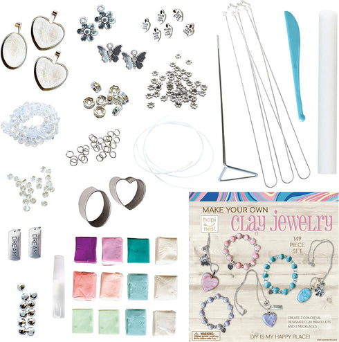 Hapinest Make Your Own Clay Jewelry Arts and Crafts Kit for Girls Gifts Ages 8 9 10 11 12 Teen Years Old and Up - 3 Bracelets and 3 Necklaces...