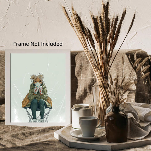 Posterizer 1 pcs-cute anime girl in winter with a mask and mittens -2-Kids Room Art Gift for Girls, Boys, Teens decor for Girls, Teens Bedroom- un...