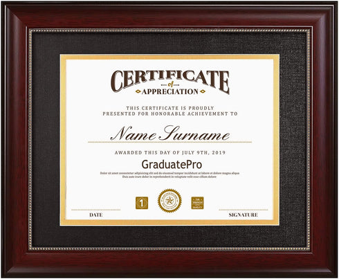GraduatePro 8.5x11 Diploma Frame with Black Over Gold Mat or Display 11x14 Document Without Mat, CPA License Frame, UV Protection Acrylic, Mahogan...