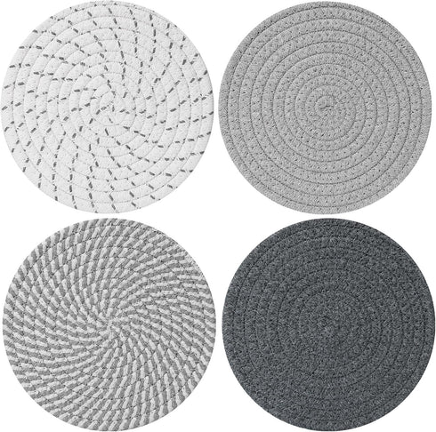 ME.FAN Trivets/Potholders 4 Set Cotton Thread Weave Trivets for for Hot Pots and Pans - Large Coasters/Hot Pads/Hot Mats to Protect Desktop & Coun...