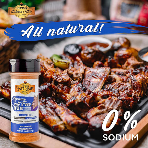 Fat Boy Natural BBQ Premium Salt Free Rub - Perfect for Pork, Chicken, Beef, Seafood and More - Clean Ingredients, No Preservatives, No MSG, Zero ...