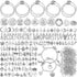469 Pieces Bangles Making Kit, 10 Pieces Round Link Chain Bracelets with OT Toggle Clasp, 159 Pieces Moon Stars Tibetan Silver Charms and 300 Piec...