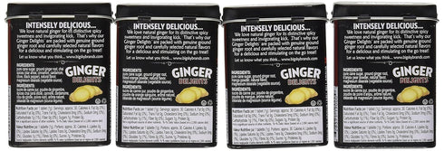 Big Sky Ginger Delights - Spiced Chai, Blood Orange, Mango, and D'Anjou Pear - Variety 4 Pack - Naturally Flavored Ginger Mints in Resealable Meta...