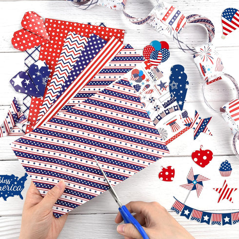 Morcheiong 60 Sheets 4th of July Pattern Paper Set 10 Designs Decorative Paper Double-Sided Craft Origami Paper for Independence Day Scrapbooking ...