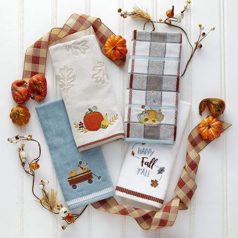 SKL Home Harvest Happy Fall Y'all Hand Towel Set for Bath/Kitchen/Bar & Gift, 16" x 25", White 2 Count...