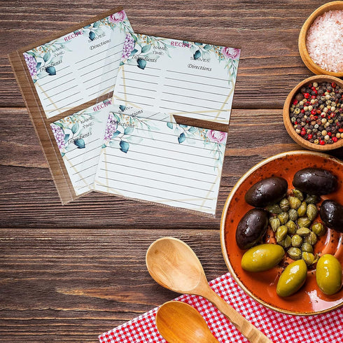 Recipe Card Page Protectors, Mini Recipe Card Sleeves for 8.5 x 9.5 3-Ring Binder, 2 Pockets Per Page, Recipe Binder Refill Pages (50 PCS, 4x6 Inc...