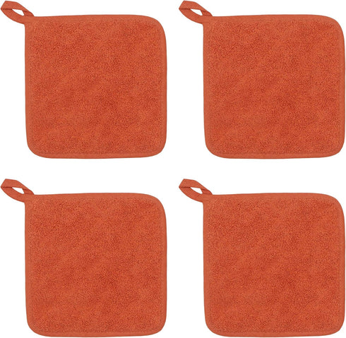 Cotton Pot Holders Cotton Made Machine Washable Heat Resistant Everyday Kitchen Basic Terry Pot Holder, Hot Pads, Trivet for Cooking and Baking Se...