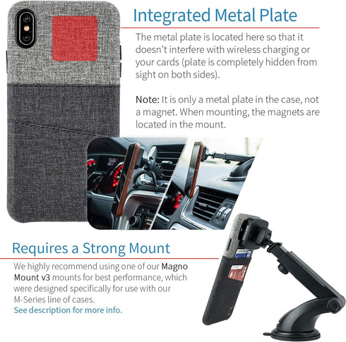 Dockem Wallet Case for iPhone Xs Max (6.5"): Built-in Metal Plate for Magnetic Mounting & 2 Credit Card Holder Slots (Luxe M2 Synthetic Leather, B...