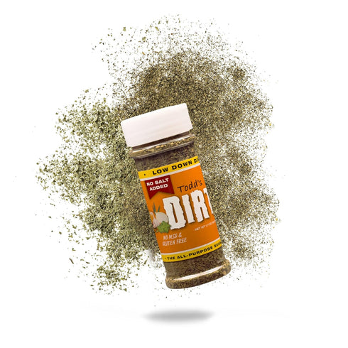 Todd’s DIRT - Low Down DIRT Small Bottle 1.7 oz, NO SALT Gourmet All Purpose Seasoning, Mild Savory Seasoning that’s GREAT ON EVERYTHING,100% All ...