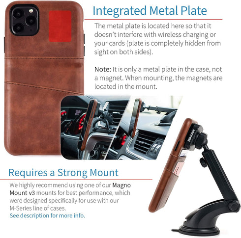 Dockem Wallet Case for iPhone 11 Pro Max: Built-in Metal Plate for Magnetic Mounting & 2 Credit Card Holder Slots (6.5" Exec M2, Synthetic Leather...