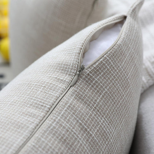 Kevin Textile Decoration Supersoft Linen Cushion Covers Square Throw Pillows Cover for Couch, 50x50 cm, Set of 2, Light Beige...