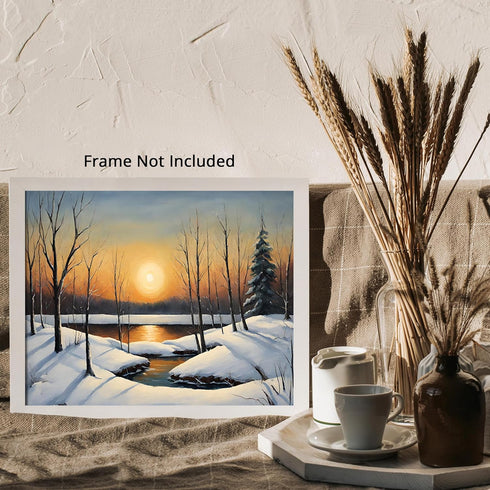 Posterizer 1 pcs-snowy winter nature scene in oil painting style-10-Landscape & Nature Art-GIft for Men Women Teens-Living Room Bedroom Decor- unf...