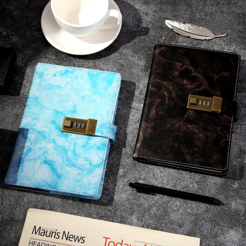 CAGIE Marble Diary with Lock for Girls, Waterproof Journal with Lock 192 Pages Secret Women Locked Diary with Pen, Password Locked Journals for Me...
