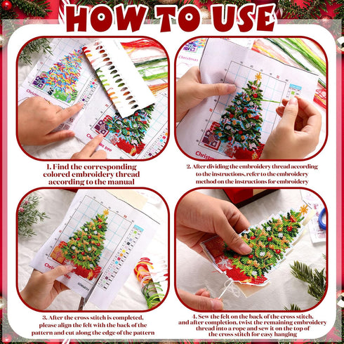 Christmas Cross Stitch Kit Counted Cross Stitch Christmas Tree Hanging Ornament Kit Christmas Counted Cross Stitch Ornament Kit DIY Embroidery Gif...