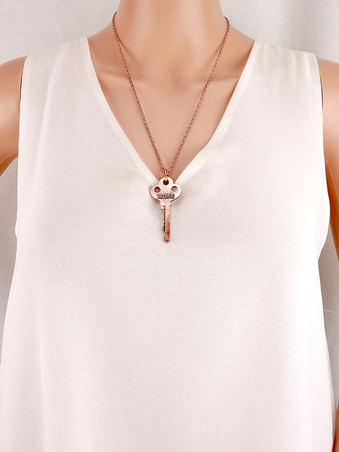 Inspirational Message Key Pendant Necklace 21"...