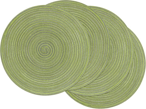 SHACOS Round Placemats Set of 4 Round Table Placemats Braided Cotton Place Mats 15 inch for Kitchen Dining Table Holiday Party (Pea Green, 4)...