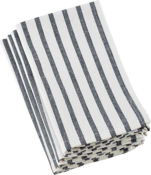 Saro Lifestyle Striped Design Cotton Table Napkin (Set of 4), 20", Navy Blue...