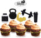 Glitter Gym Theme Cupcake Toppers Weight Lifting Cupcake Toppers for Cross Fit Party, Fitness Themed Birthday Party Supplies...