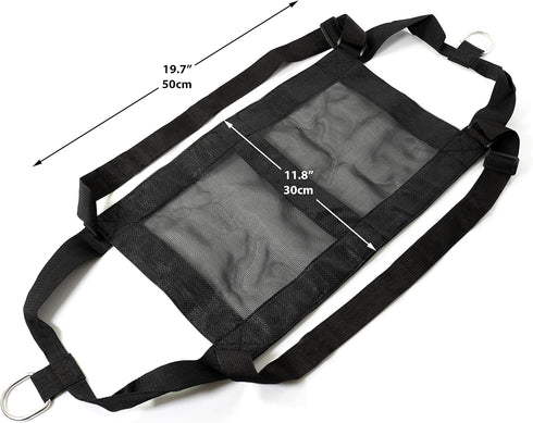 Calf Sling - Black, Adjustable with Reinforced Straps - Weigh Small Animals, Newborn, Lambs, Calves, Colts - Complete with Baby Animal Feeding Bot...