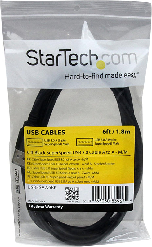 StarTech.com 6 ft / 2m Black SuperSpeed USB 3.0 Cable A to A - USB 3 A (m) to USB 3 A (m) (USB3SAA6BK)...