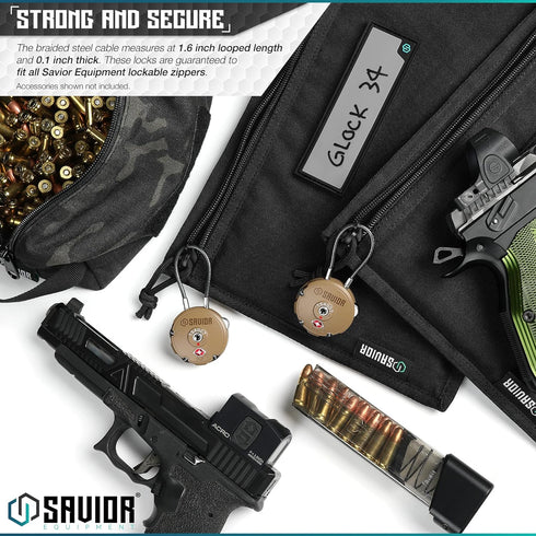 Savior Equipment Quality TSA-Approved 3-Digit Combination Cable Travel Luggage Locks for Rifle Bag Firearm Gun Case Accessories Ammo Boxes Outdoor...