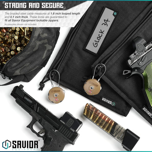 Savior Equipment Quality TSA-Approved 3-Digit Combination Cable Travel Luggage Locks for Rifle Bag Firearm Gun Case Accessories Ammo Boxes Outdoor...