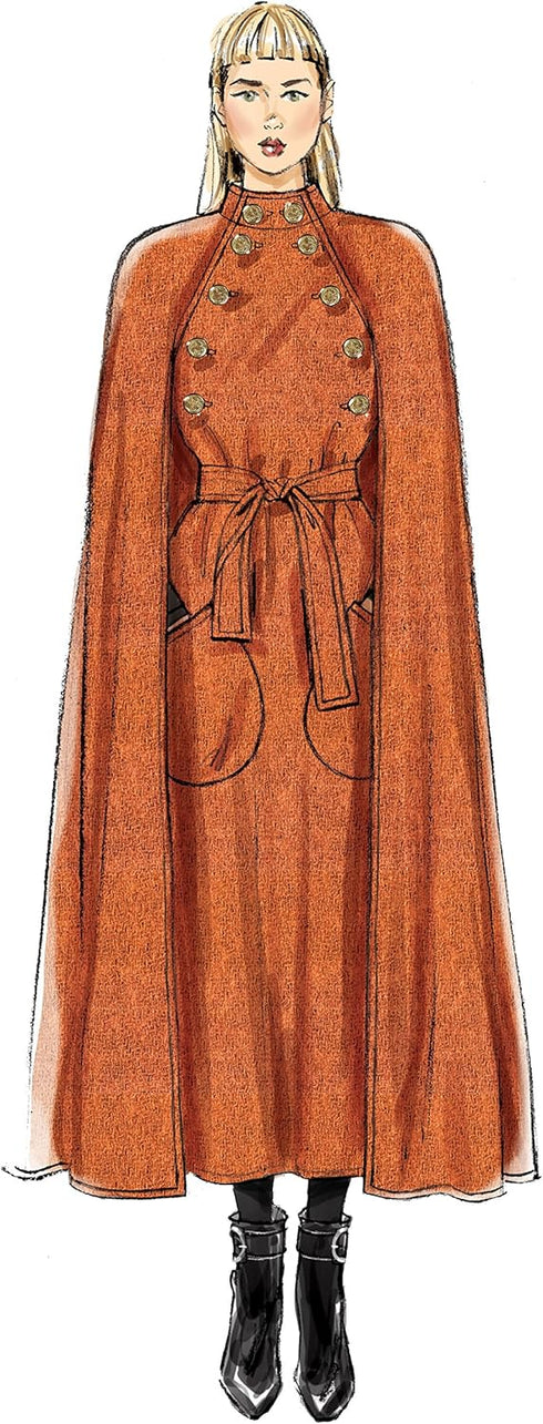 Vogue V9288 Easy to Sew Women's Collared Cape with Belt Sewing Pattern, Sizes L-XXL...