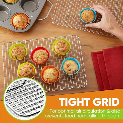 Spring Chef Cooling Rack & Baking Rack - 100% Stainless Steel Cookie Cooling Rack, Wire Baking Rack, Oven Safe 8.5 x 12 Inches Fits Small Quarter ...