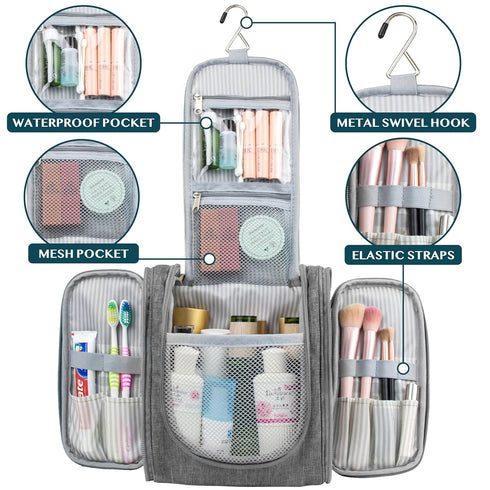 PAVILIA Toiletry Bag Travel Bag for Women Men, Hanging Cosmetic Organizer, Water Resistant Makeup Bag for Accessories Toiletries, Large Travel Ess...