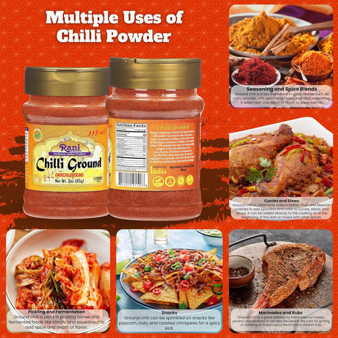 Rani Chilli Powder (Mirchi) Ground Indian Spice 3oz (85g) PET Jar ~ All Natural | Salt-Free | Vegan | No Colors | Gluten Friendly | NON-GMO | Kosh...