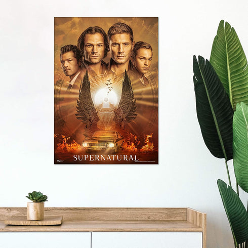 MIGHTYPRINT Supernatural – Sam and Dean Winchester, Castiel, Jack – Durable 17” x 24 Wall Art – NOT Made of Paper – The End is Nigh – Season 15 – ...