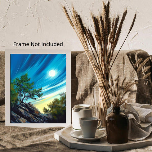 Posterizer 1 pcs-oil painting style art-mystical tree on mountain 2-Landscape & Nature Art Gift for Men Women Entrepreneur Teens Decor for Home ...